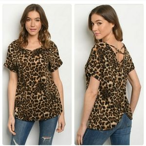 New arrival!! Leopard tee with criss cross back